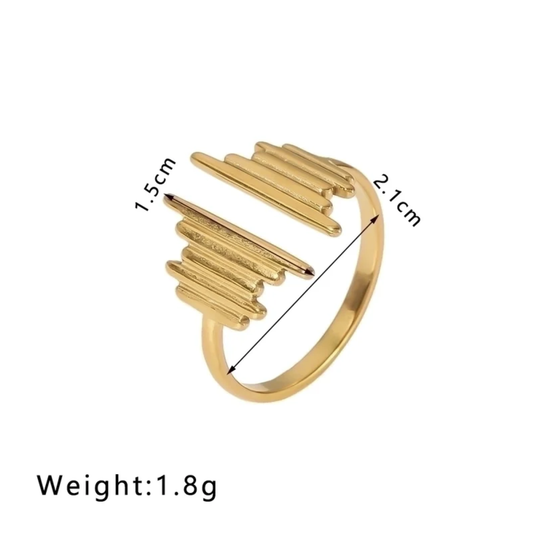 18K Gold Plated Abstract Line Open Ring – Adjustable Waterproof Statement Jewelry